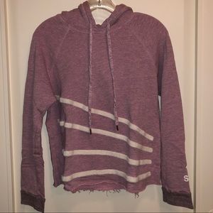 Soulcycle - White Striped Pink Frayed Hoodie